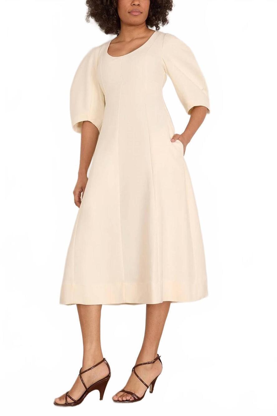 NEW ROHE sculptural waisted midi dress in off white - Picture 2 of 4